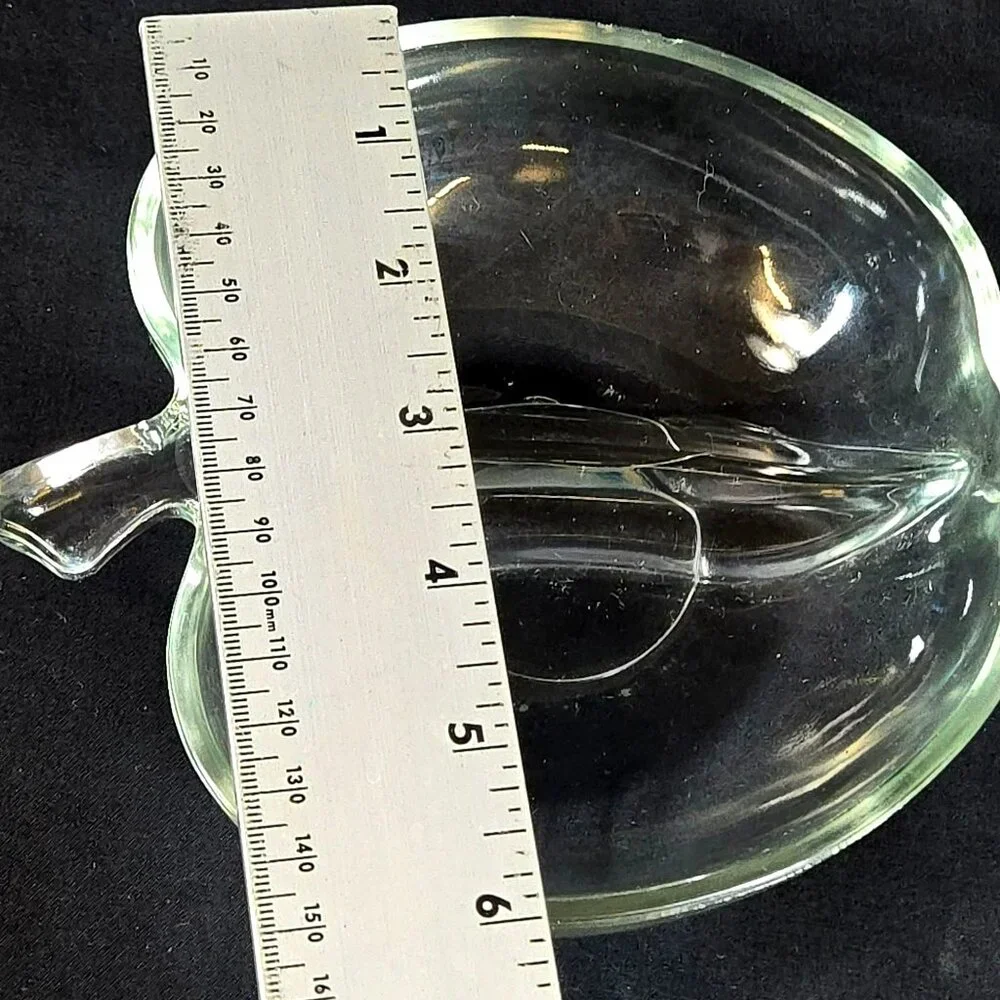 Vintage Hazel Atlas Apple Bowl Orchard Divided Relish Candy Dish Clear Glass 6" - Picture 6 of 8